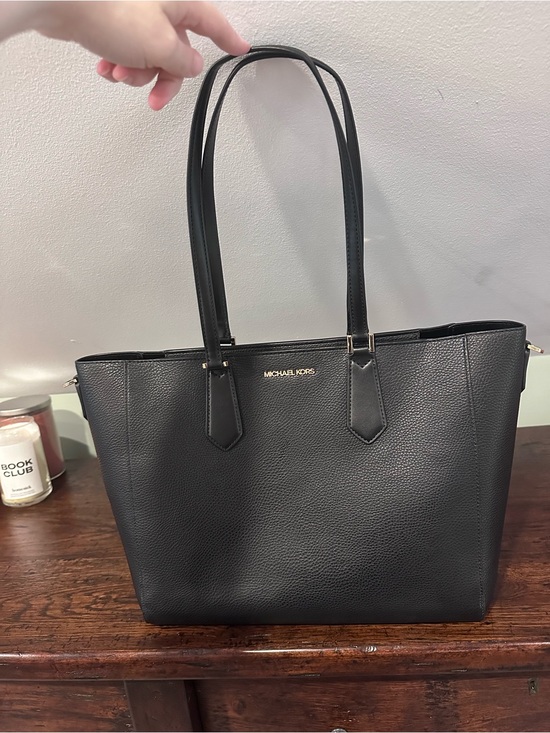 Michael Kors Handbags - Michael Kors Black Pebble Leather Tote with Gold Logo